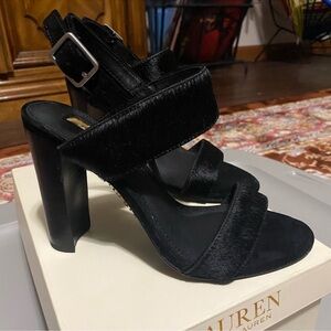 Never Worn - Ralph Lauren Black Leather Sandal - Size 5.5